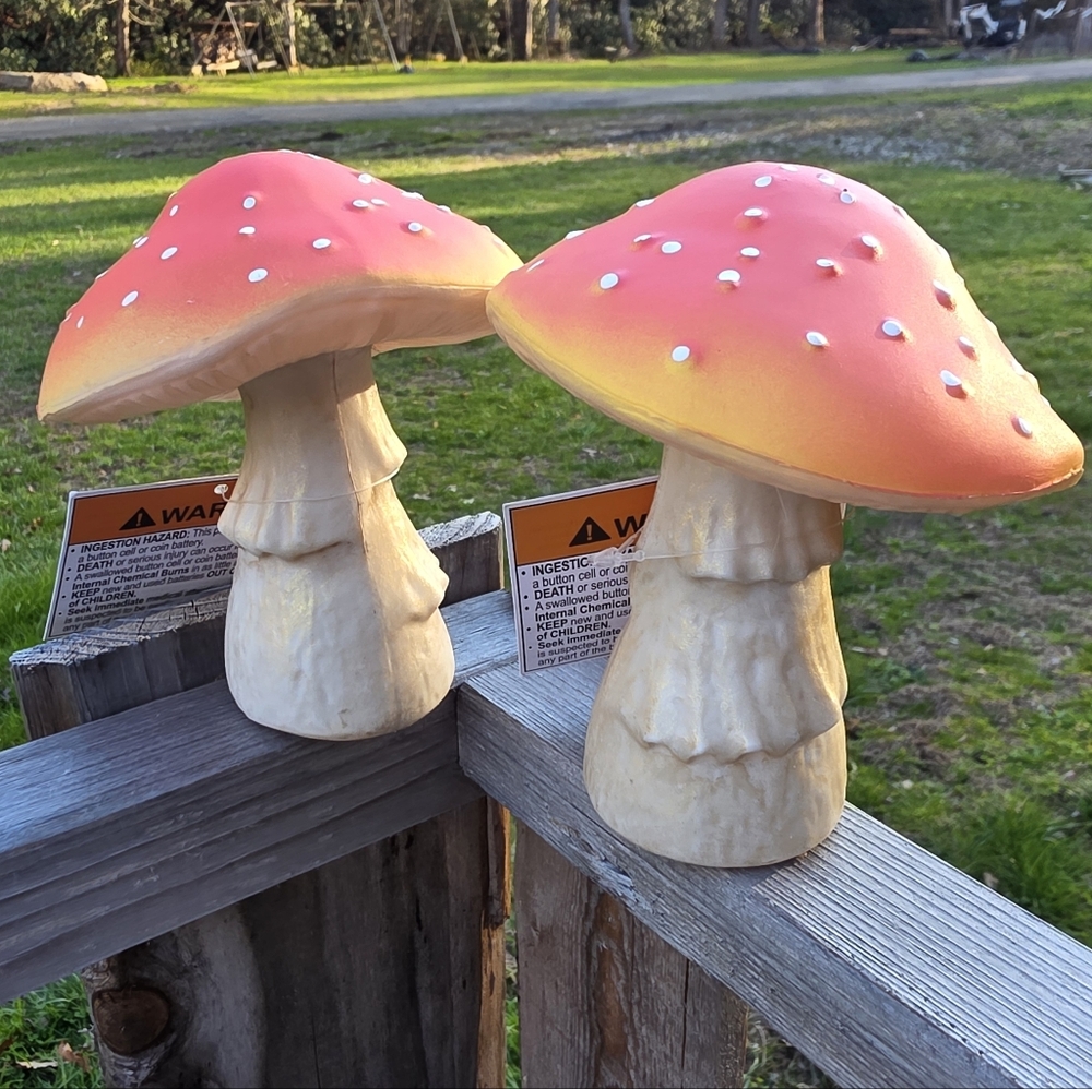Mushroom Decor Set Of 2 Mushroom Garden Decor Light Up Batteries Included - Picture 2 of 7